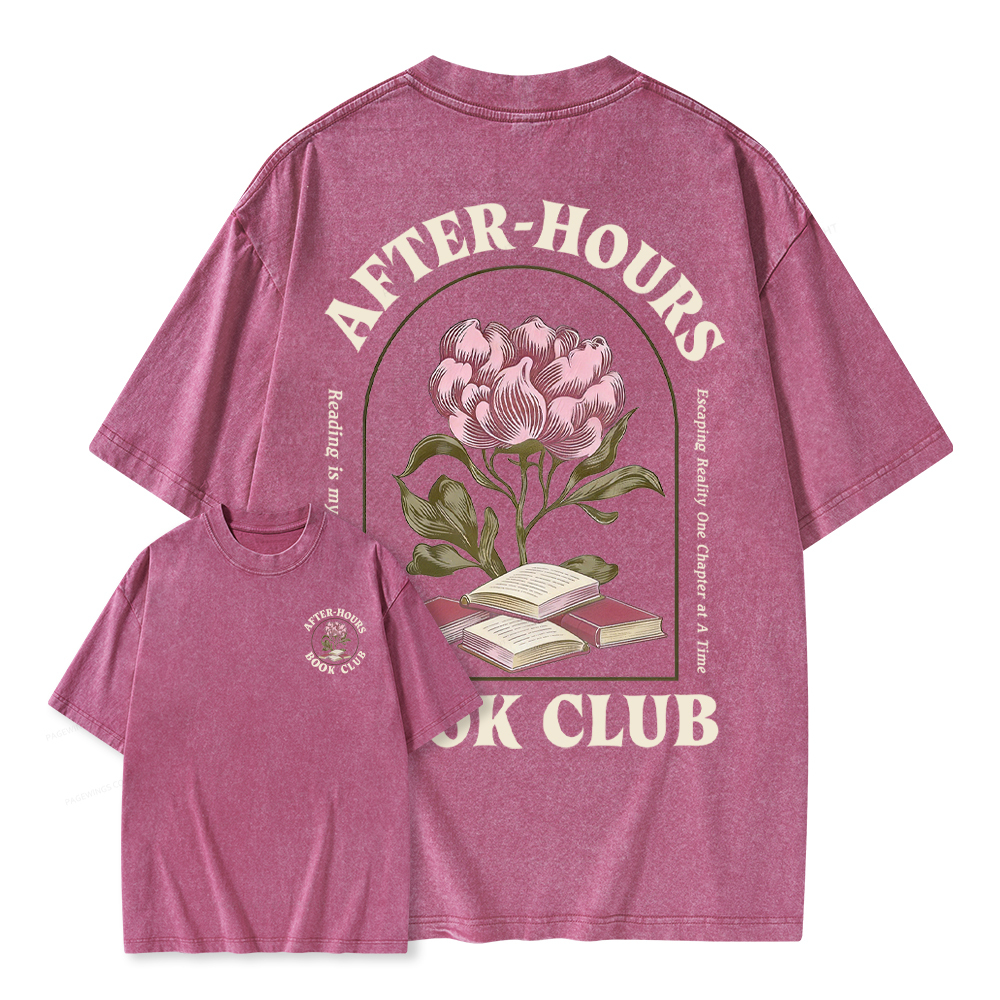Pagewings After‑Hours Book Club Unisex Washed T-shirt
