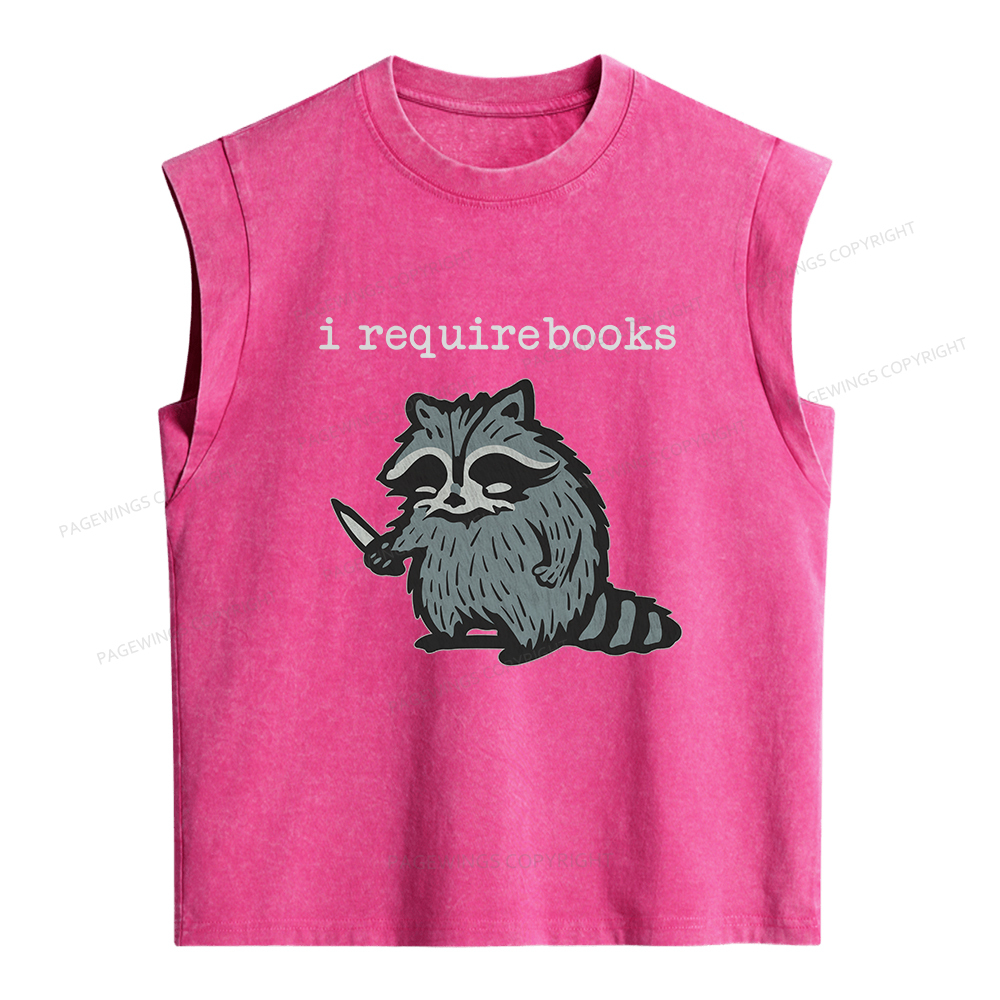 Pagewings I Require Books Women's Washed Tank Top