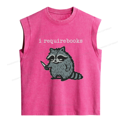 Pagewings I Require Books Women's Washed Tank Top