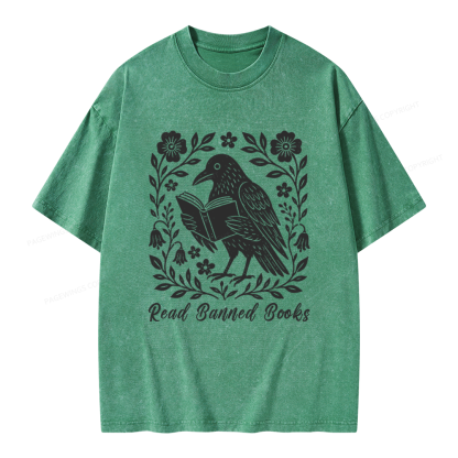 Pagewings Read Banned Books Unisex Washed T-shirt