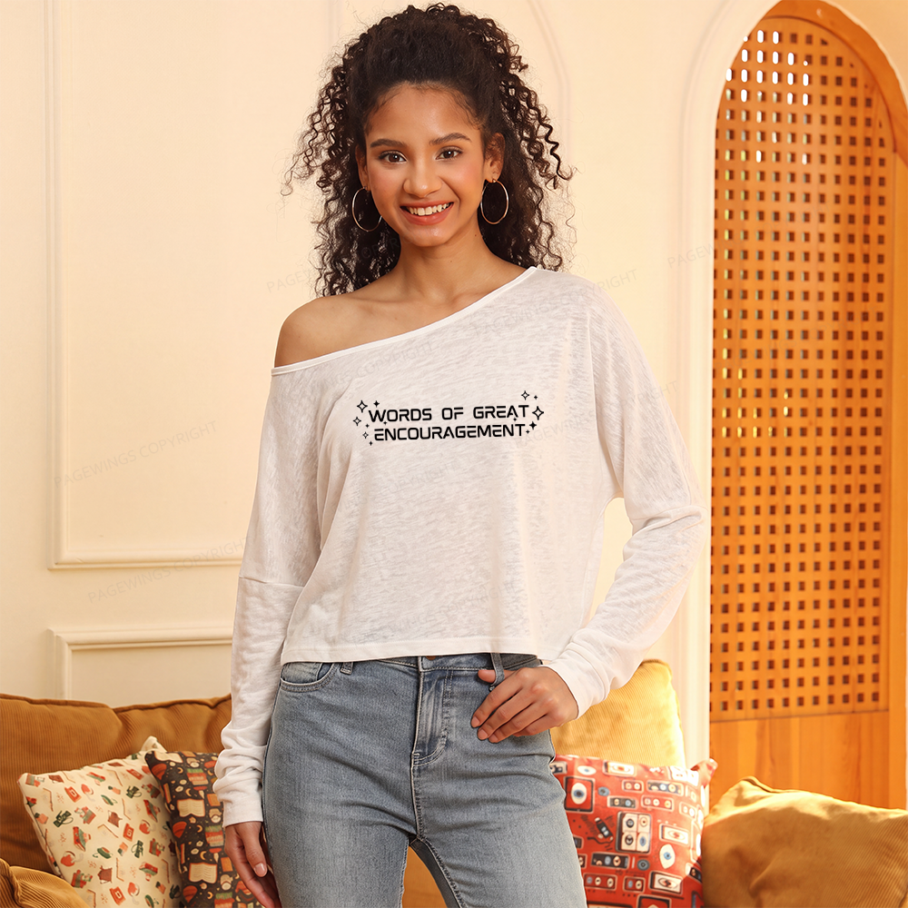 Pagewings Sci Fi Bookish Slouchy Long Sleeve Off Shoulder T-shirt