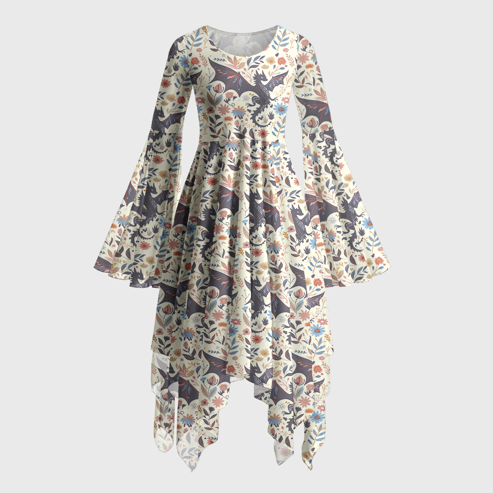 Pagewings Fantasy Bookish Bell Sleeve Dress