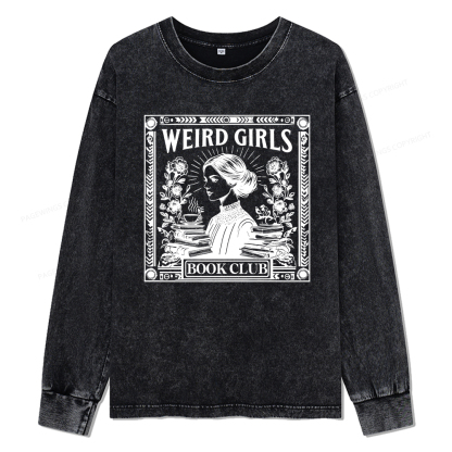 Pagewings Weird Girls Book Club Unisex Washed Long Sleeve T-shirt