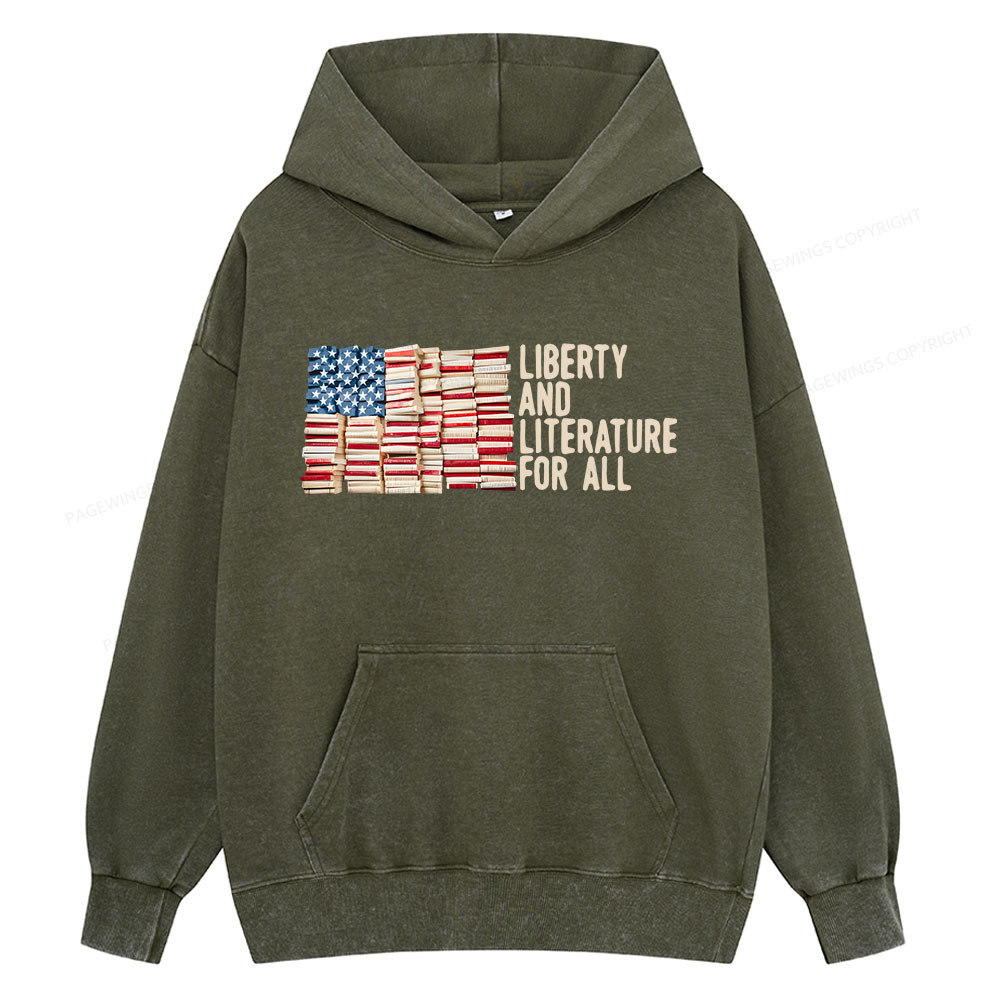 Pagewings Liberty And Literature For All Unisex Washed Hoodie