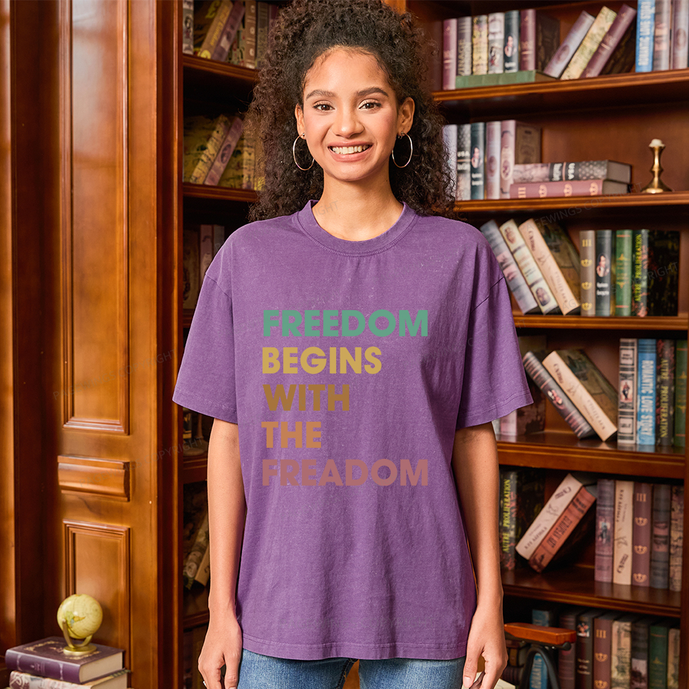 Pagewings Freedom Begins With The Freadom Unisex Washed T-shirt
