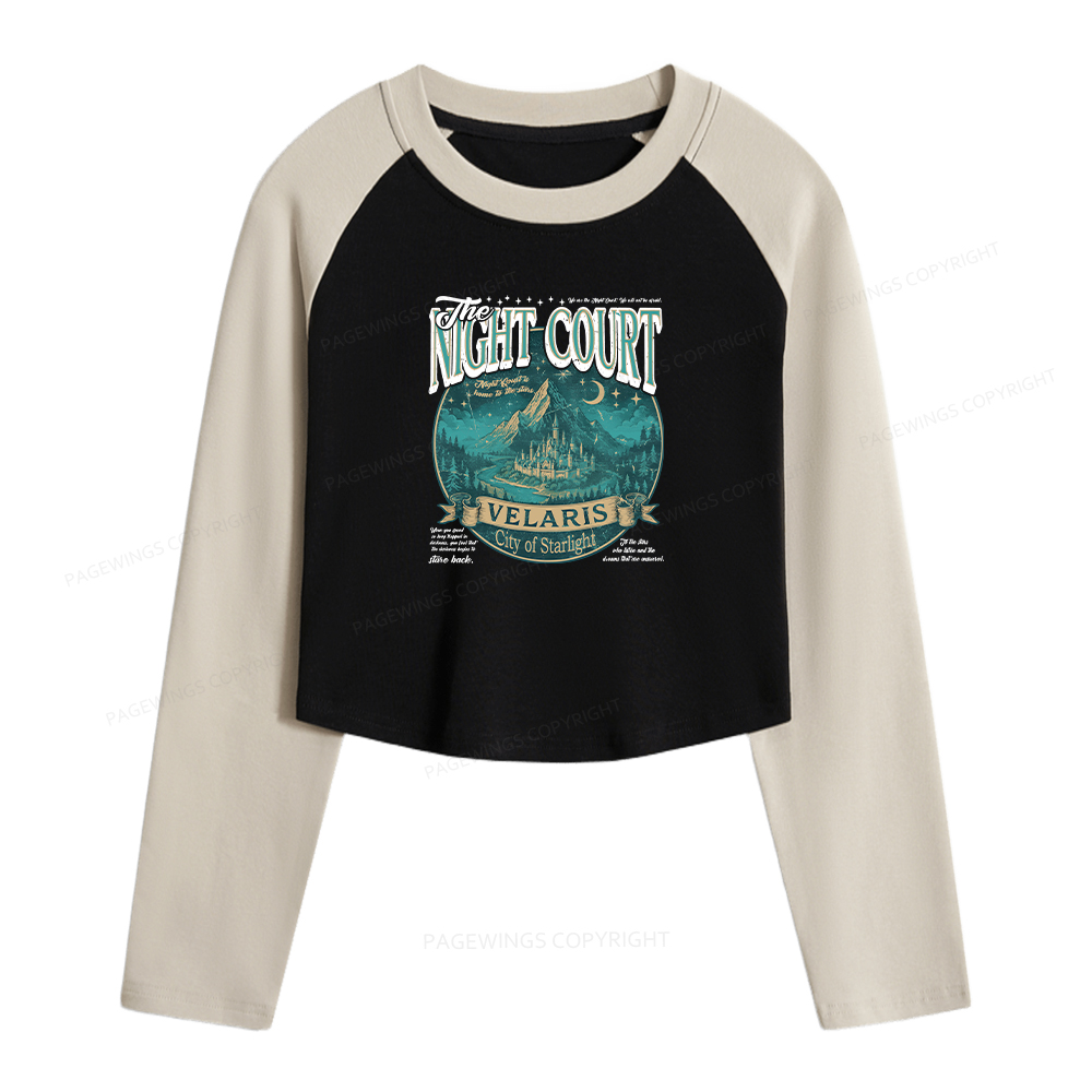 Pagewings The Night Court Women Long Sleeve Crop Raglan T-shirt