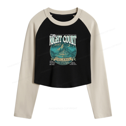 Pagewings The Night Court Women Long Sleeve Crop Raglan T-shirt