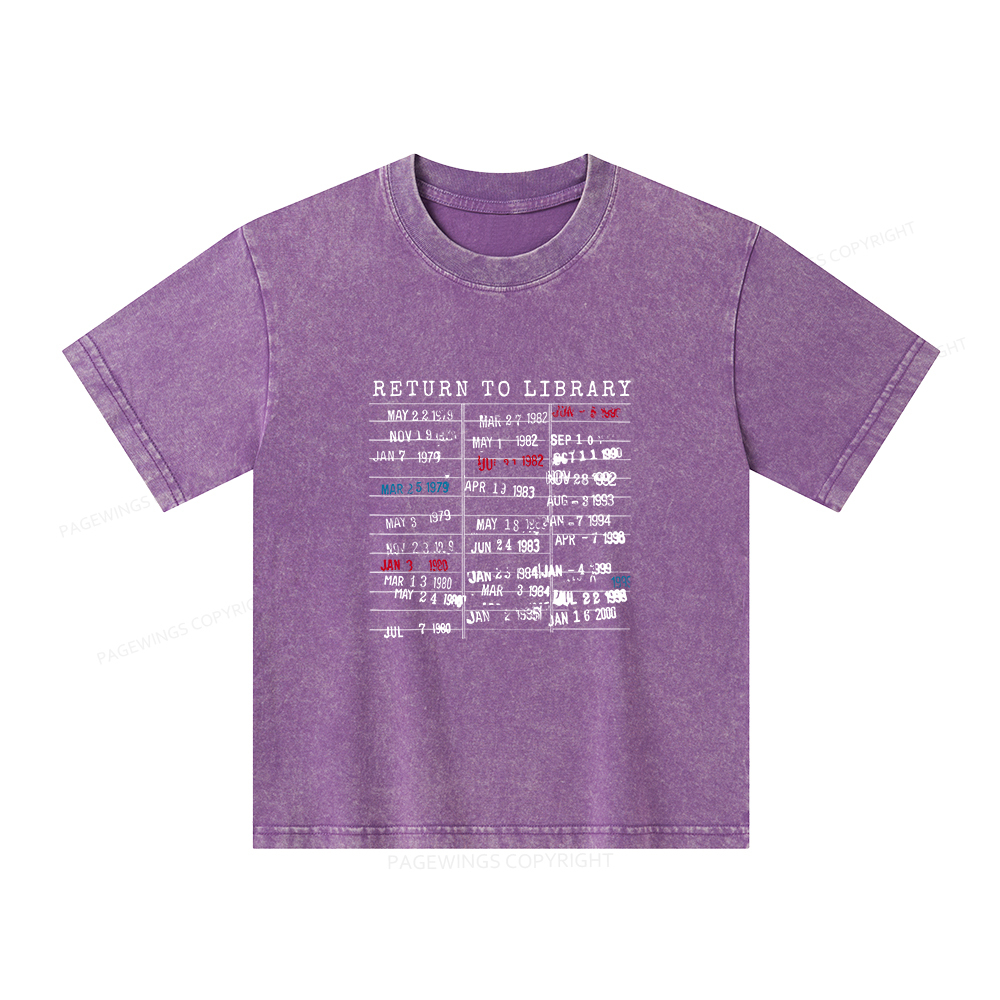 Pagewings Return To Library Unisex Kids Washed T-shirt