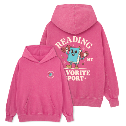 Pagewings Reading Is My Favorite Sport Unisex Washed Hoodie