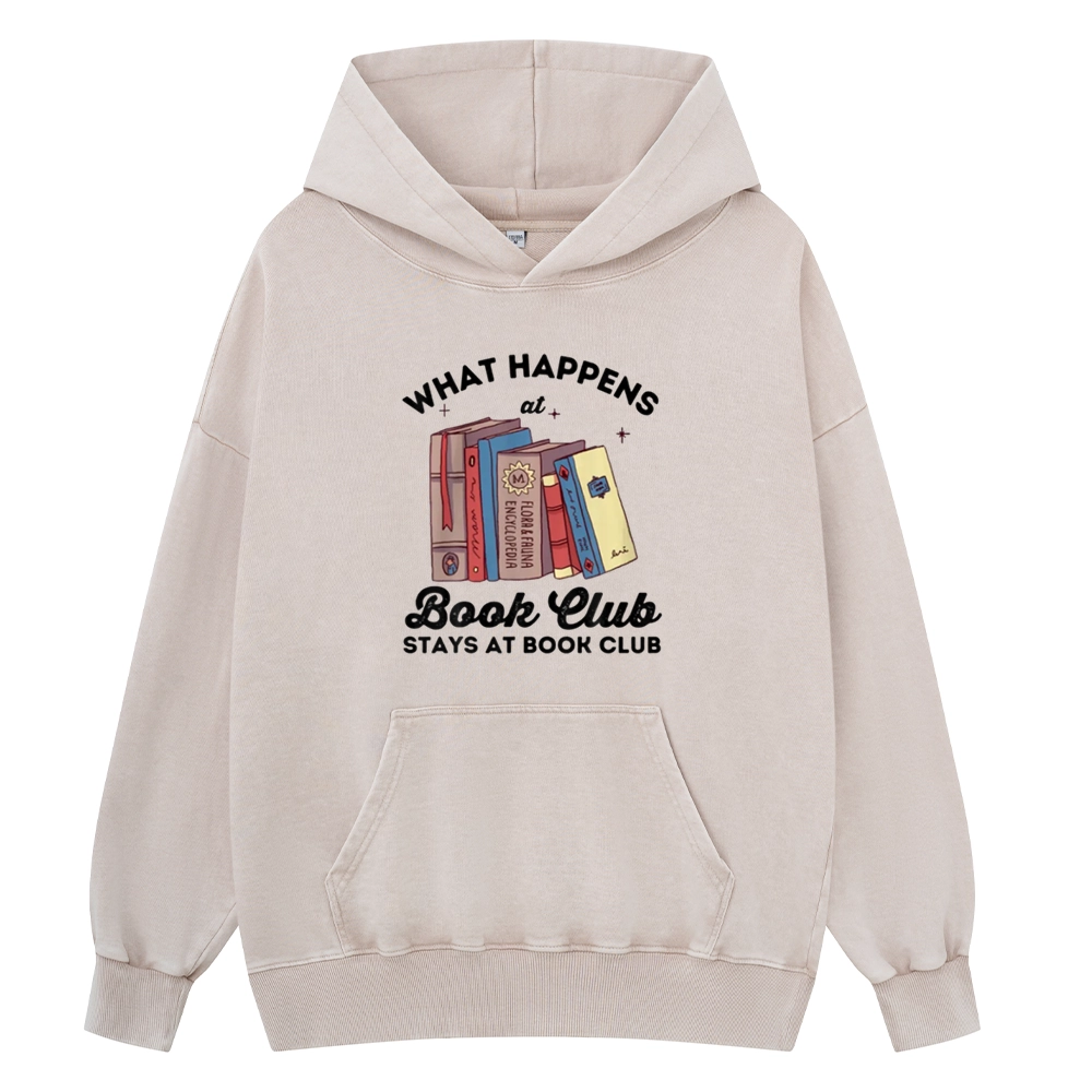 Pagewings Stays At Book Club Book Unisex Washed Hoodie