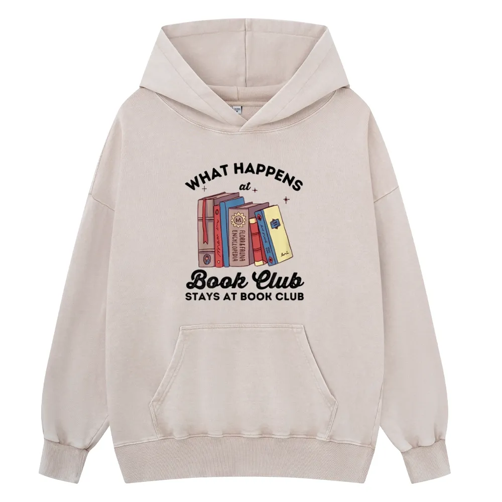 Pagewings Stays At Book Club Book Unisex Washed Hoodie