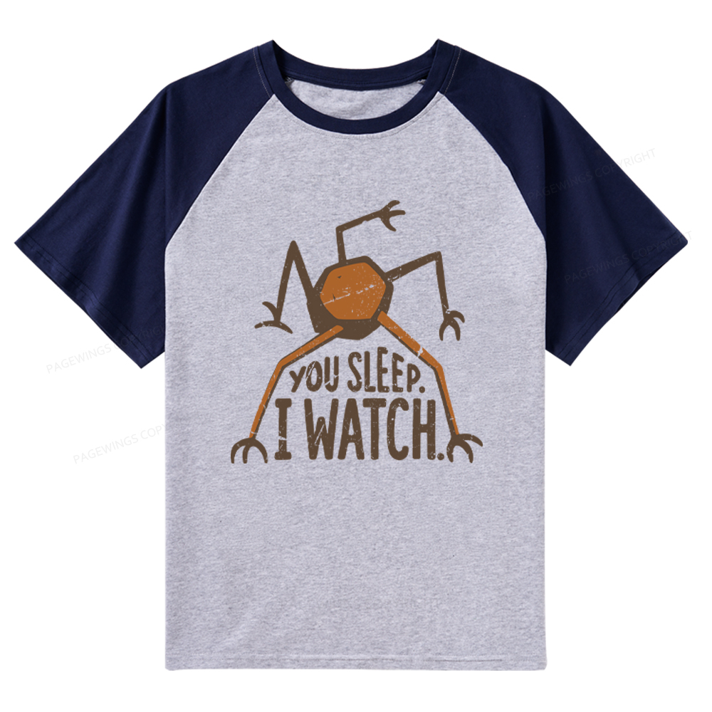 Pagewings You Sleep I Watch Raglan T-shirt