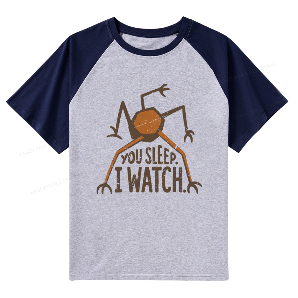 Pagewings You Sleep I Watch Raglan T-shirt