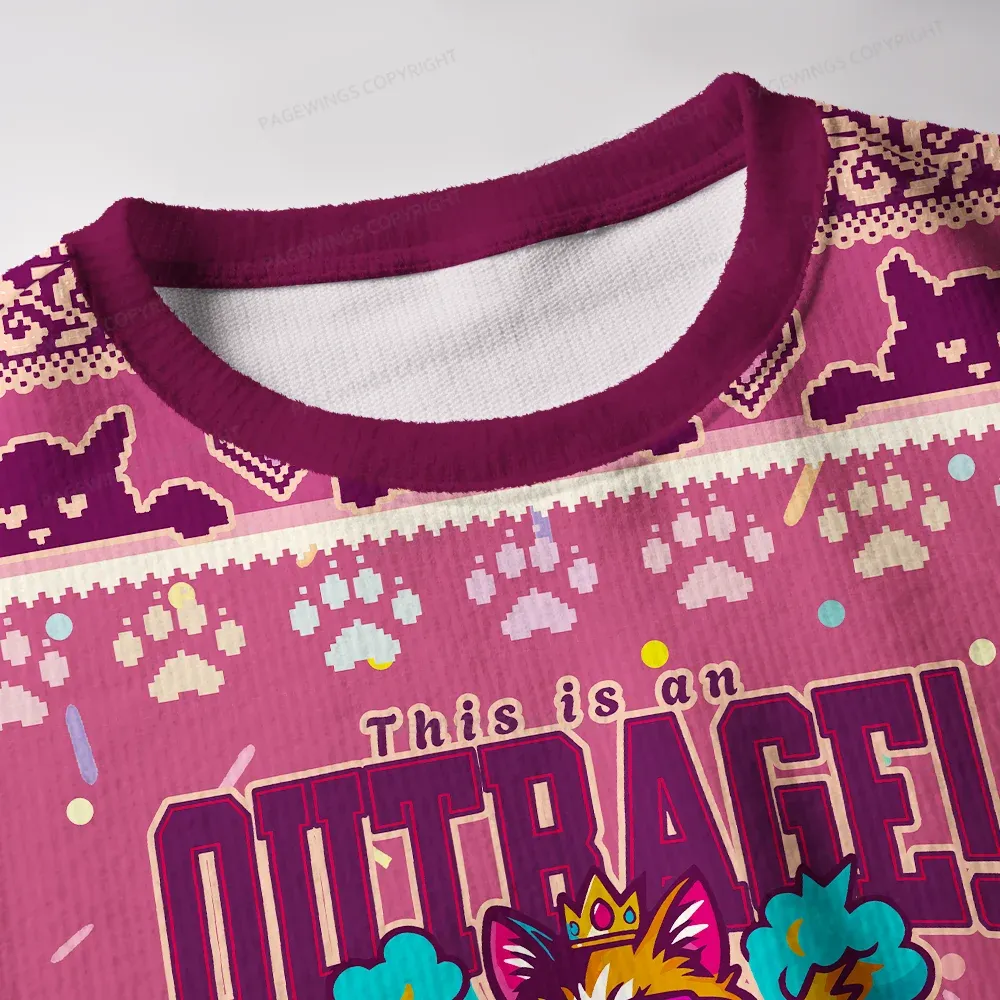 Pagewings This Is An Outrage Unisex Ugly Knit Sweatshirt
