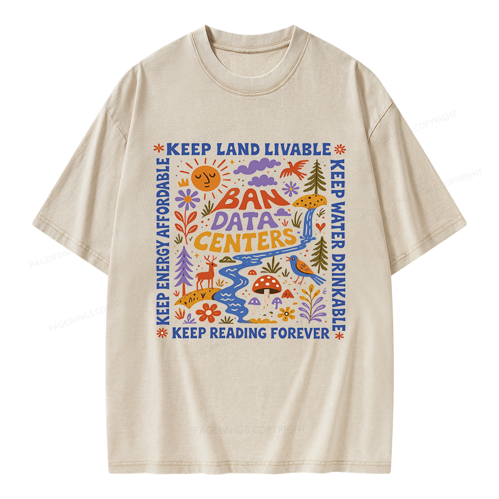 Pagewings Reading Forever Unisex Washed T-shirt