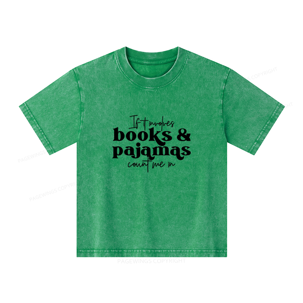 Pagewings Involves Books And Pajamas Count Me Unisex Kids Washed T-shirt
