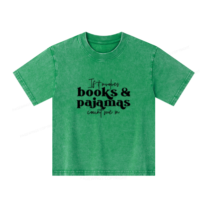 Pagewings Involves Books And Pajamas Count Me Unisex Kids Washed T-shirt