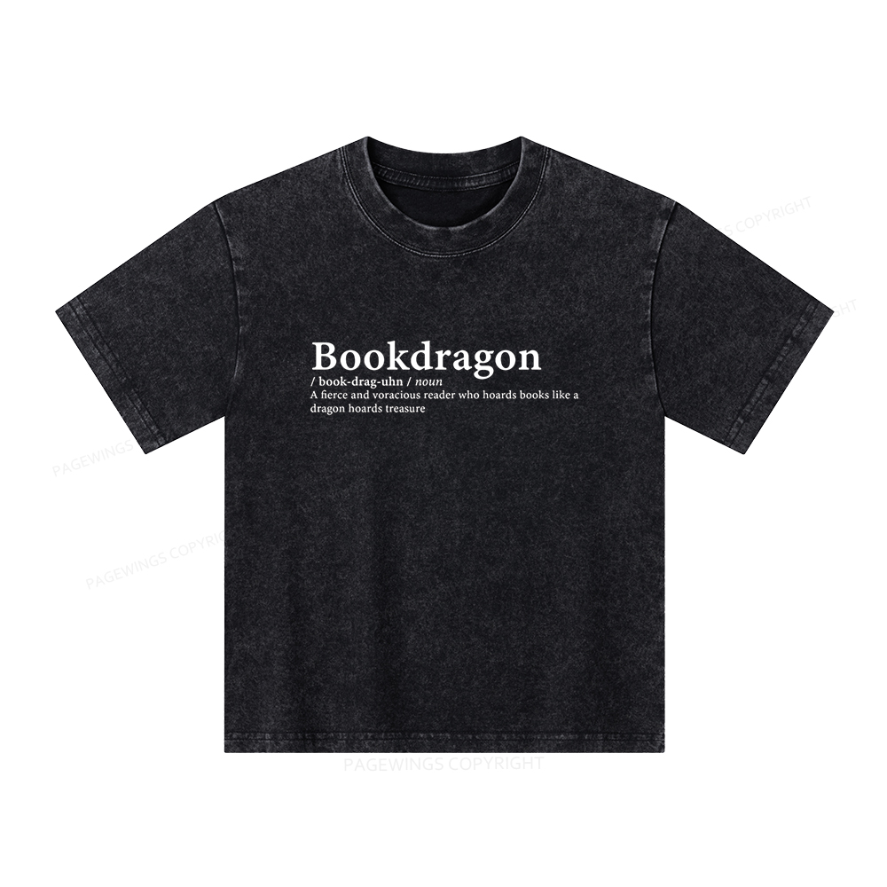 Pagewings Bookdragon: Journey Through Words book lover Unisex Kids Washed T-shirt