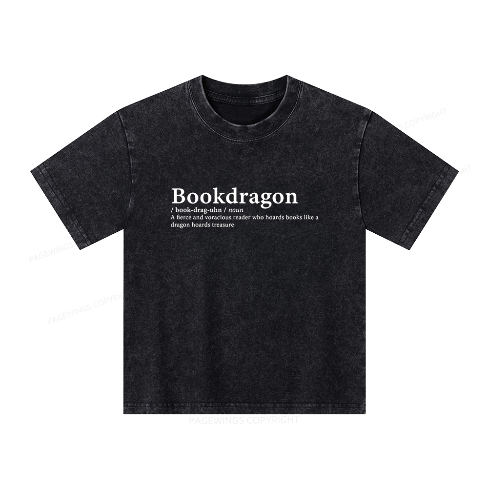 Pagewings Bookdragon: Journey Through Words book lover Unisex Kids Washed T-shirt