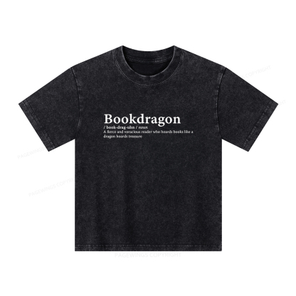Pagewings Bookdragon: Journey Through Words book lover Unisex Kids Washed T-shirt