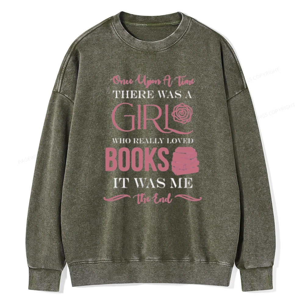 Pagewing The Girl Who Really Love Book Unisex Washed Sweatshirt