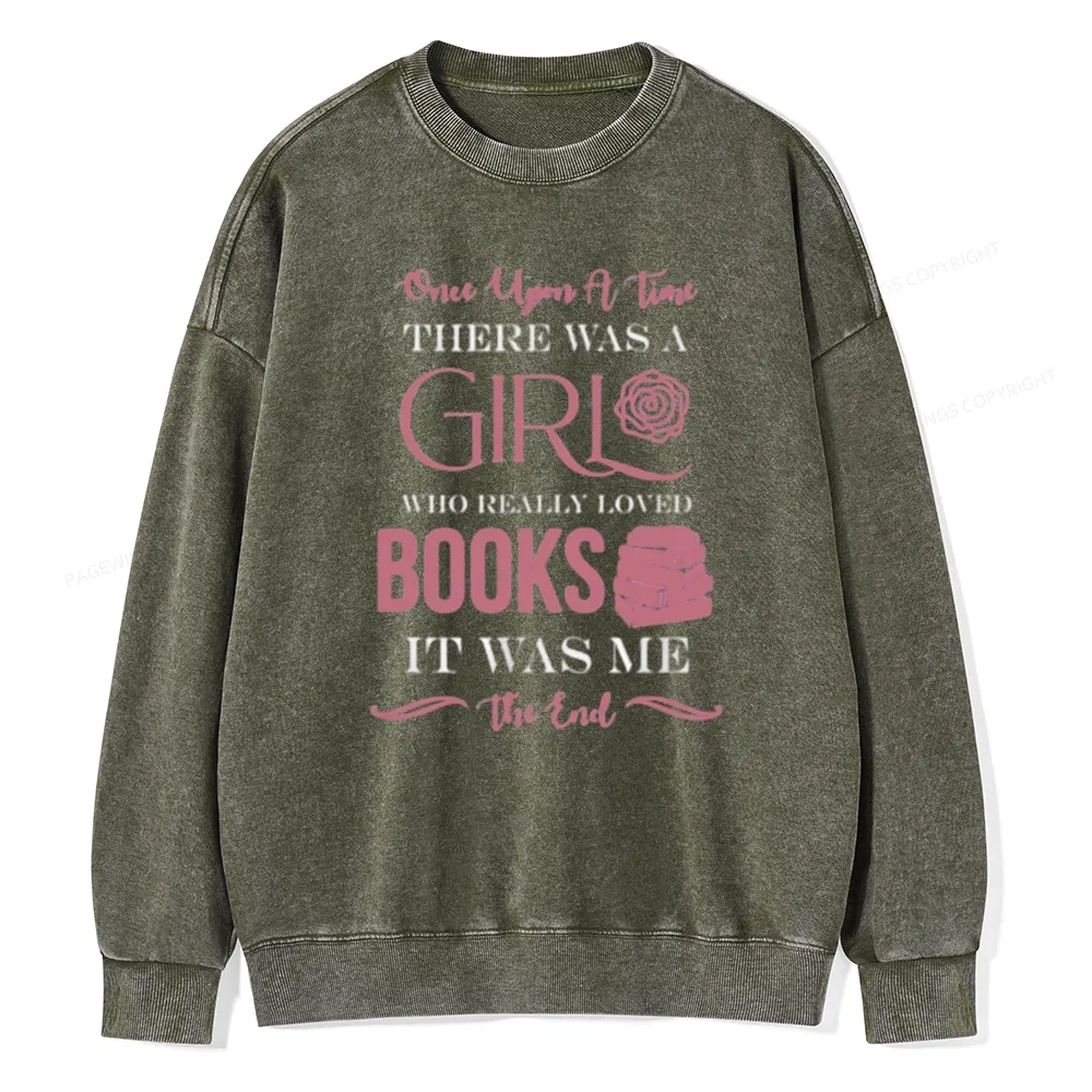 Pagewing The Girl Who Really Love Book Unisex Washed Sweatshirt