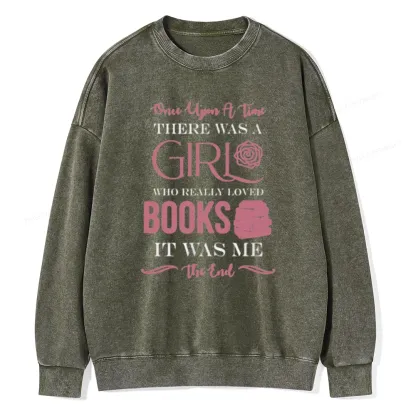 Pagewing The Girl Who Really Love Book Unisex Washed Sweatshirt