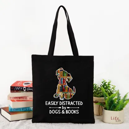 Pagewings Easily Distracted By Dogs And Books Tote Bag