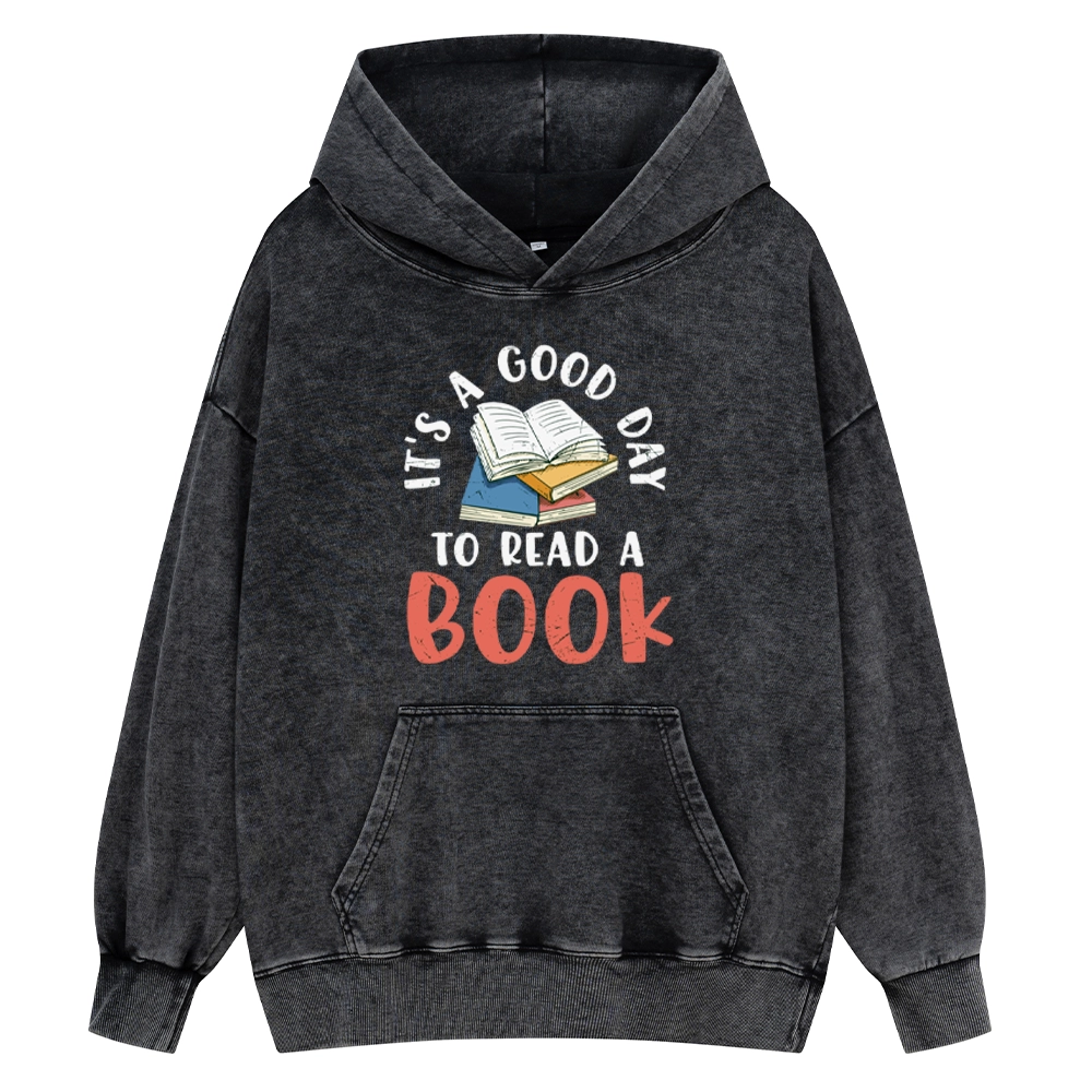 Pagewings It’s a Good Day to Read a Book Unisex Washed Hoodie