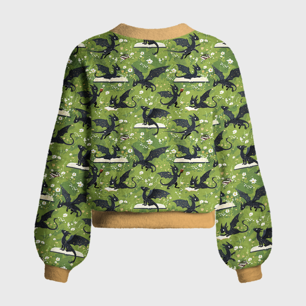 Pagewings Book Dragon Women's Cardigan Sweater