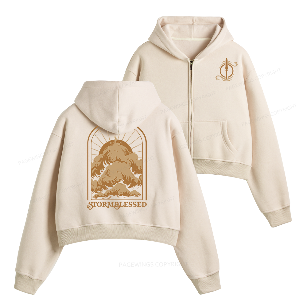 Pagewings Storm Fantasy Book Lover Fleece Zip-Up Hoodie