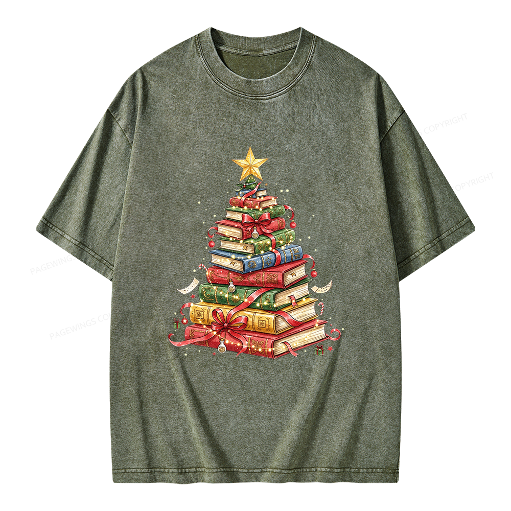 Pagewings Christmas Tree Unisex Washed T-shirt