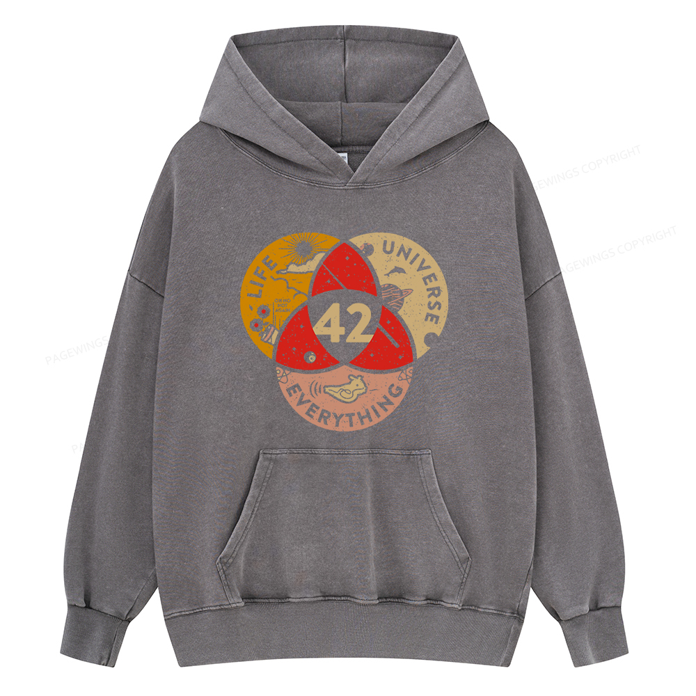 Pagewings 42 The Answer To Life The Universe And Everything Unisex Washed Hoodie