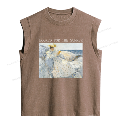Pagewings Booked For The Summer Women's Washed Tank Top