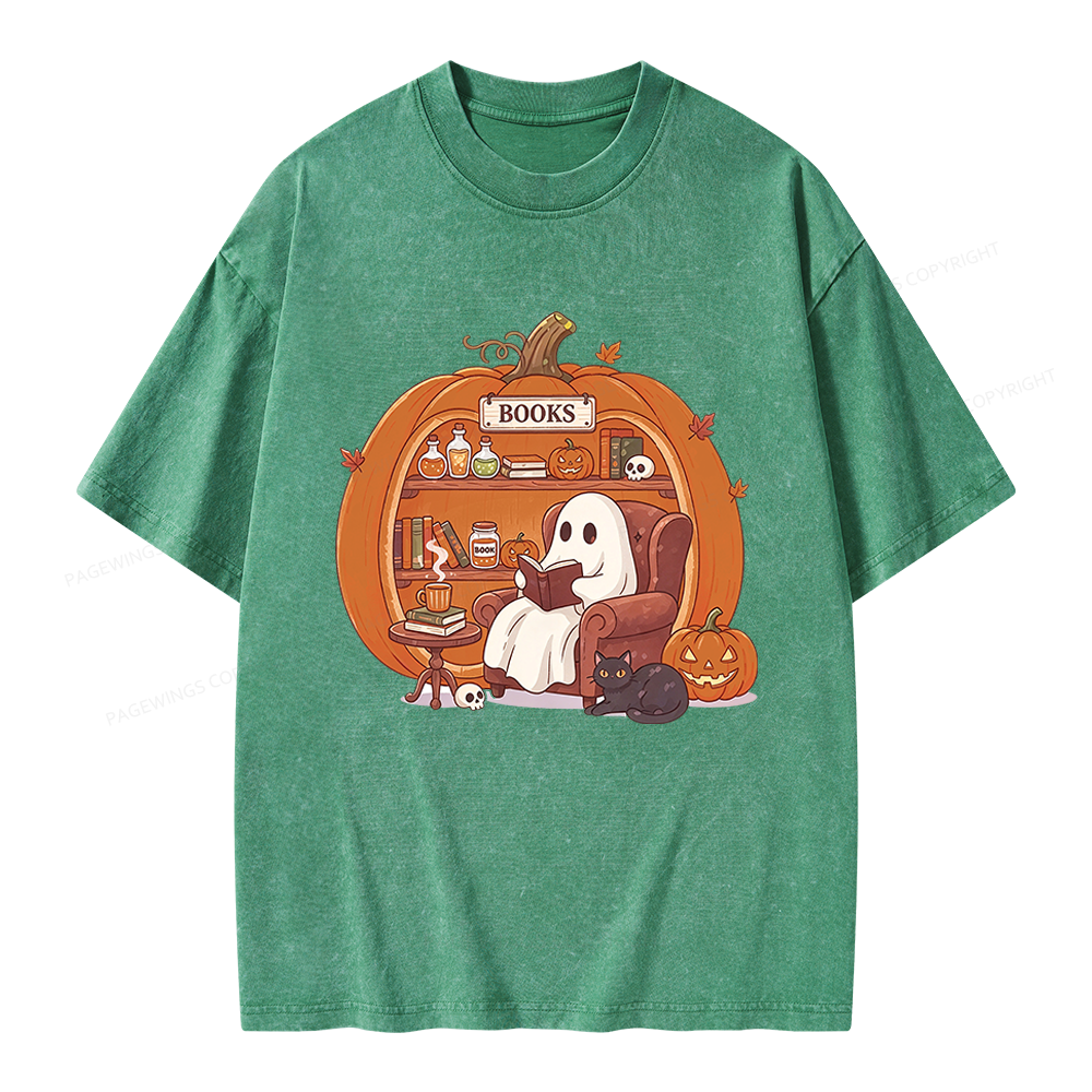 Pagewings Reading Ghost Unisex Washed T-shirt