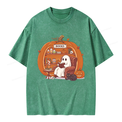 Pagewings Reading Ghost Unisex Washed T-shirt