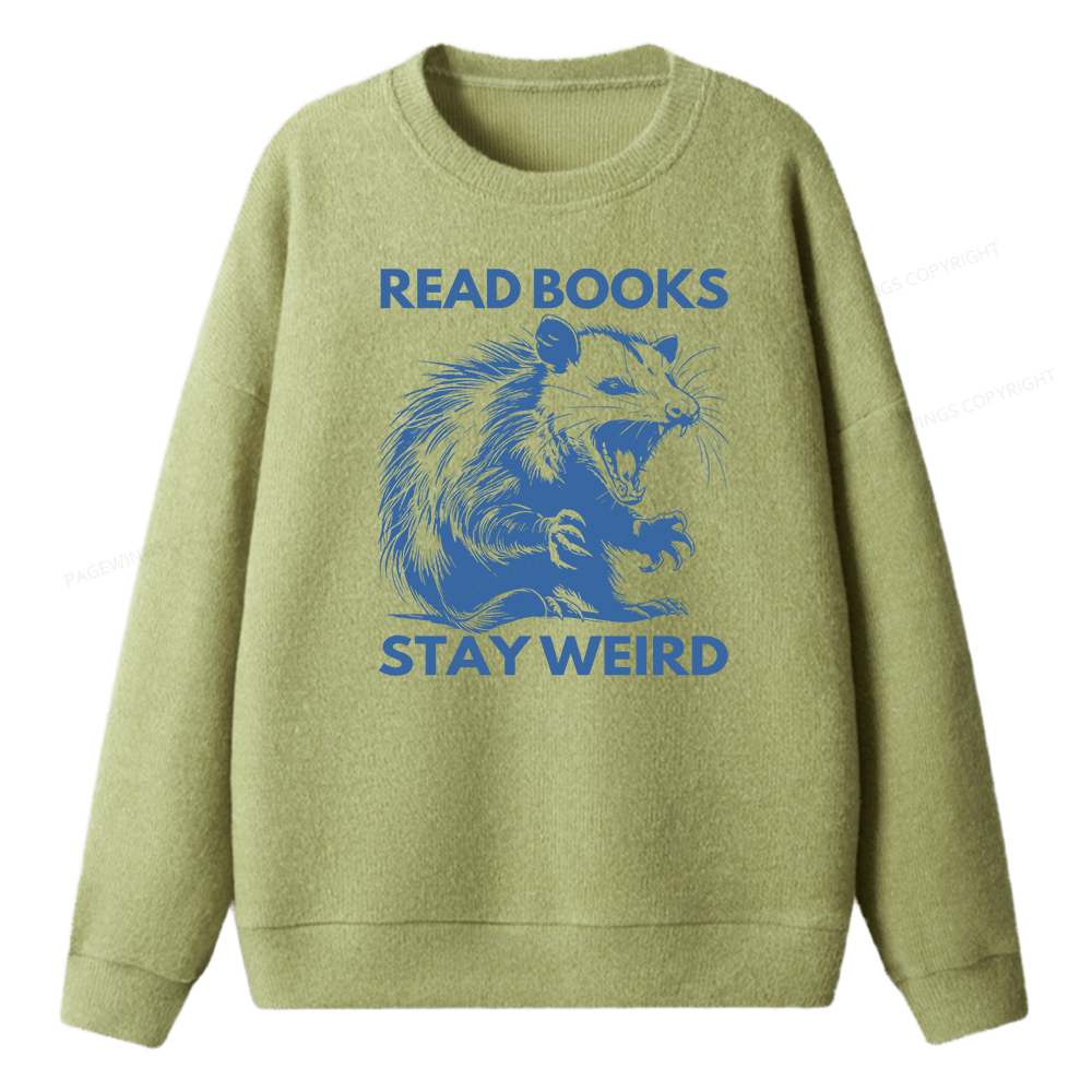 Pagewings Read Books Stay Weird Unisex Knit Sweatshirt