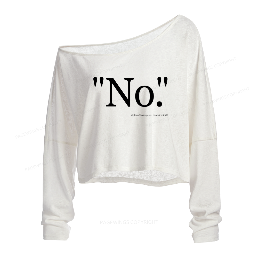 Pagewings Book Quote Slouchy Long Sleeve Off Shoulder T-shirt