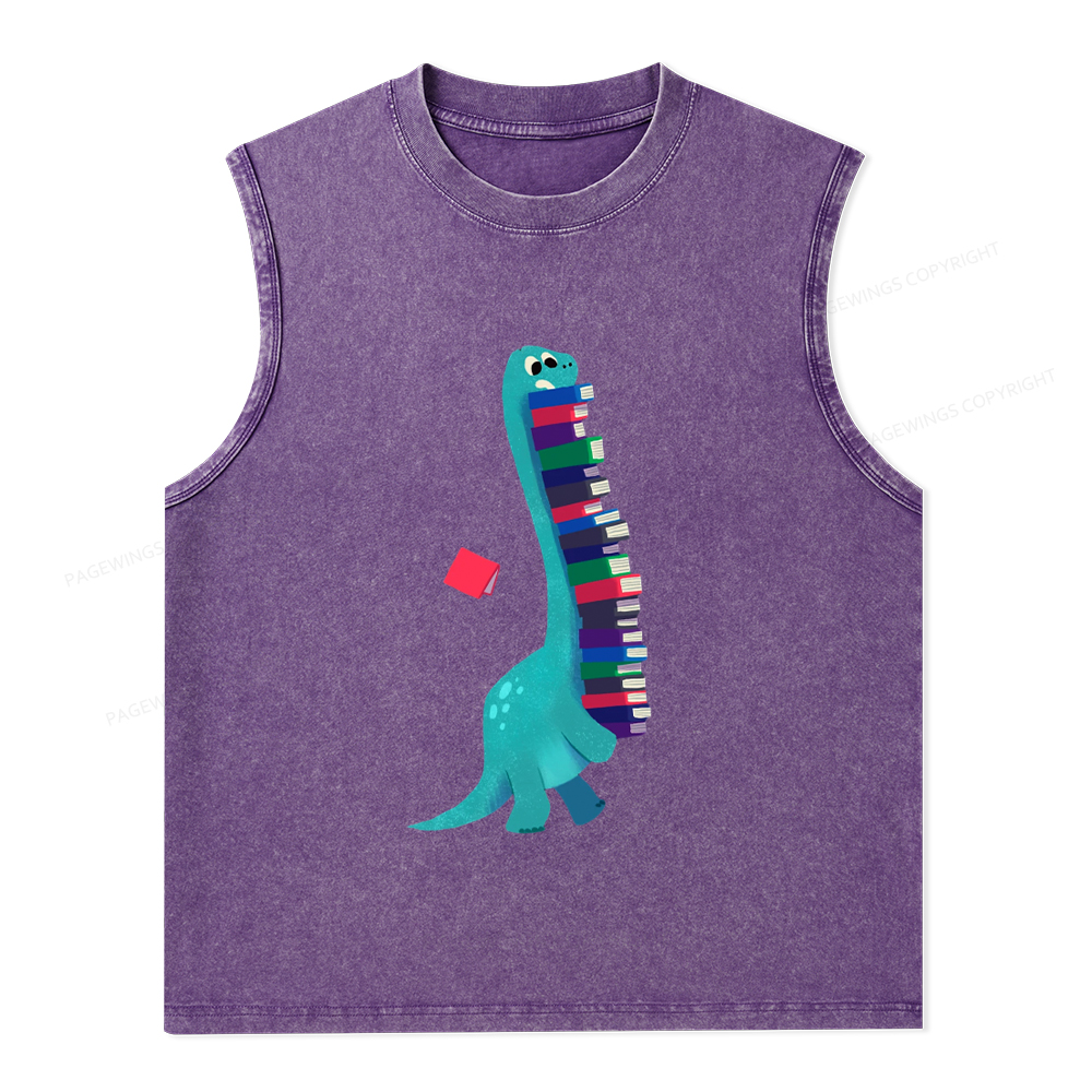 Pagewings Book Dinosaurs Unisex Washed Tank Top