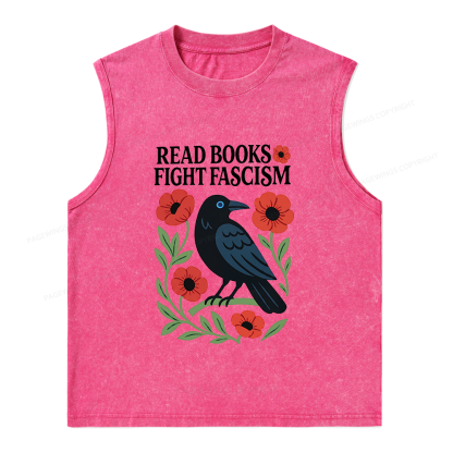Pagewings Read Books Fight Fascismt Unisex Washed Tank Top