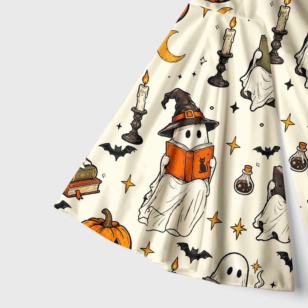 Pagewings Ghosts Love Reading Bell Sleeve Dress