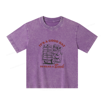 Pagewings It‘s A Good Day To Read A Book Unisex Kids Washed T-shirt