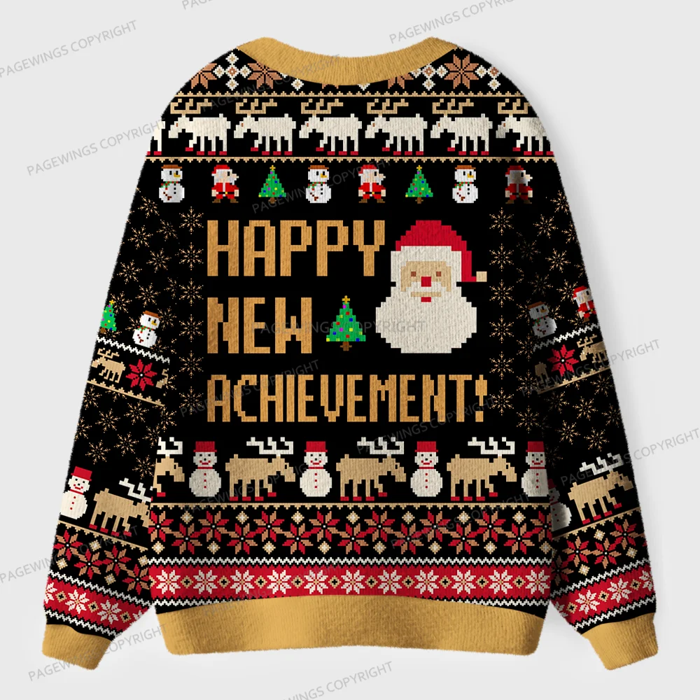 Pagewings Happy New Achievement Unisex Ugly Cardigan Sweaters