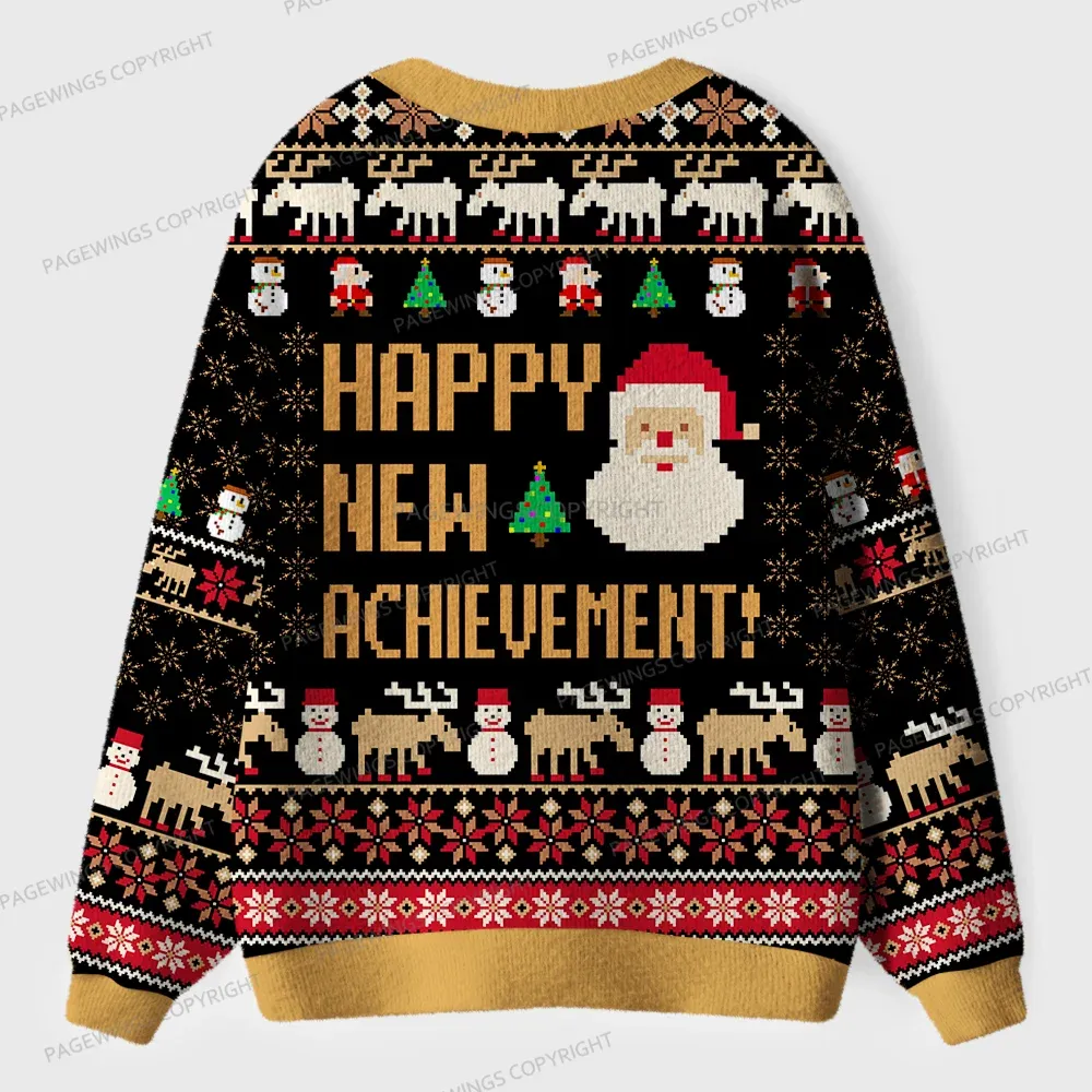 Pagewings Happy New Achievement Unisex Ugly Cardigan Sweaters