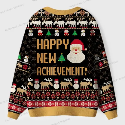 Pagewings Happy New Achievement Unisex Ugly Cardigan Sweaters