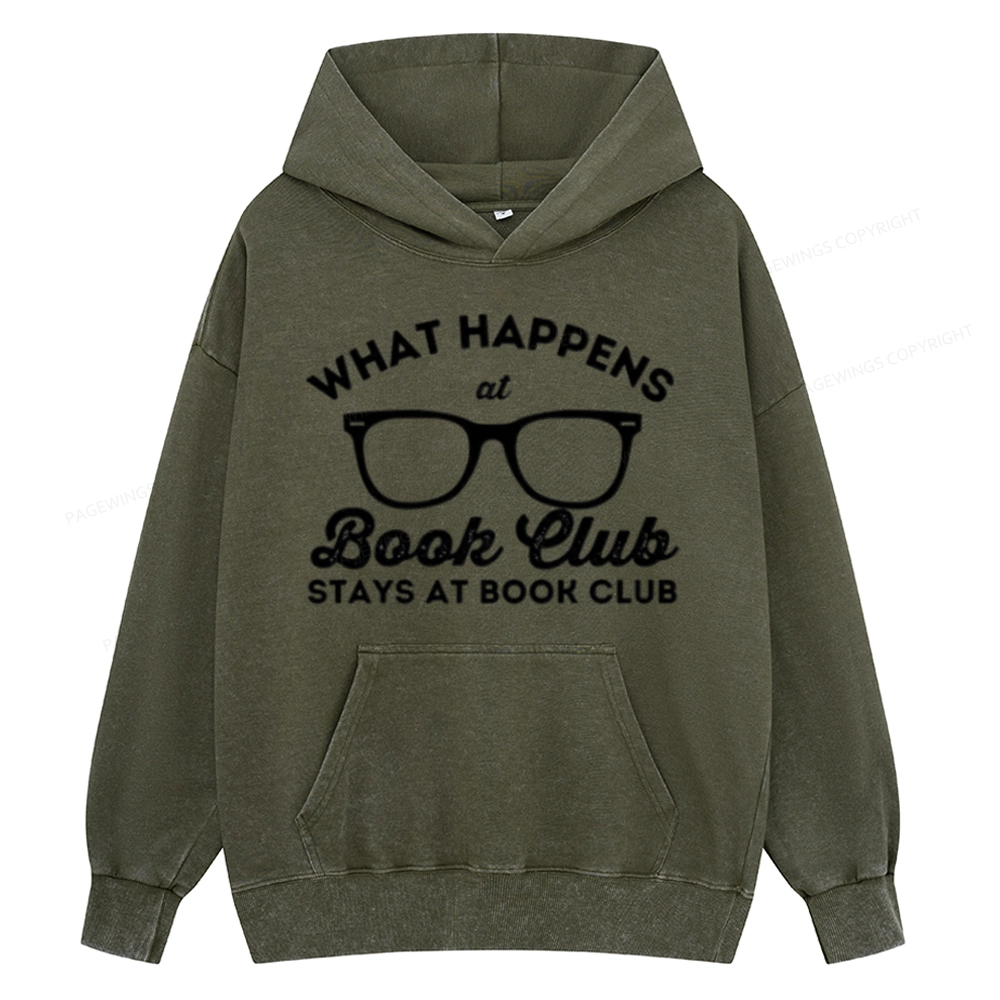 Pagewings What Happens At Book Club Unisex Washed Hoodie