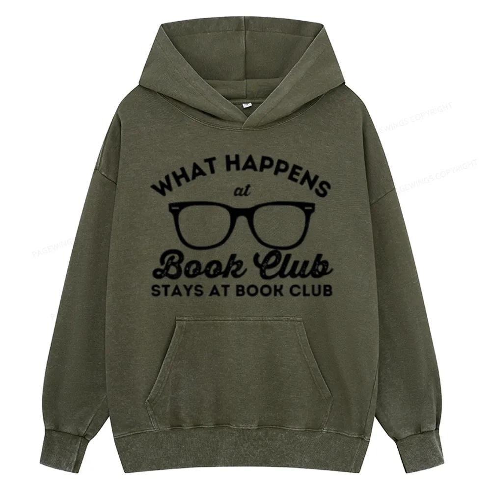 Pagewings What Happens At Book Club Unisex Washed Hoodie