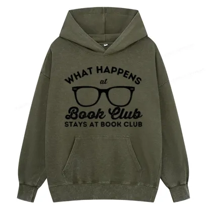 Pagewings What Happens At Book Club Unisex Washed Hoodie
