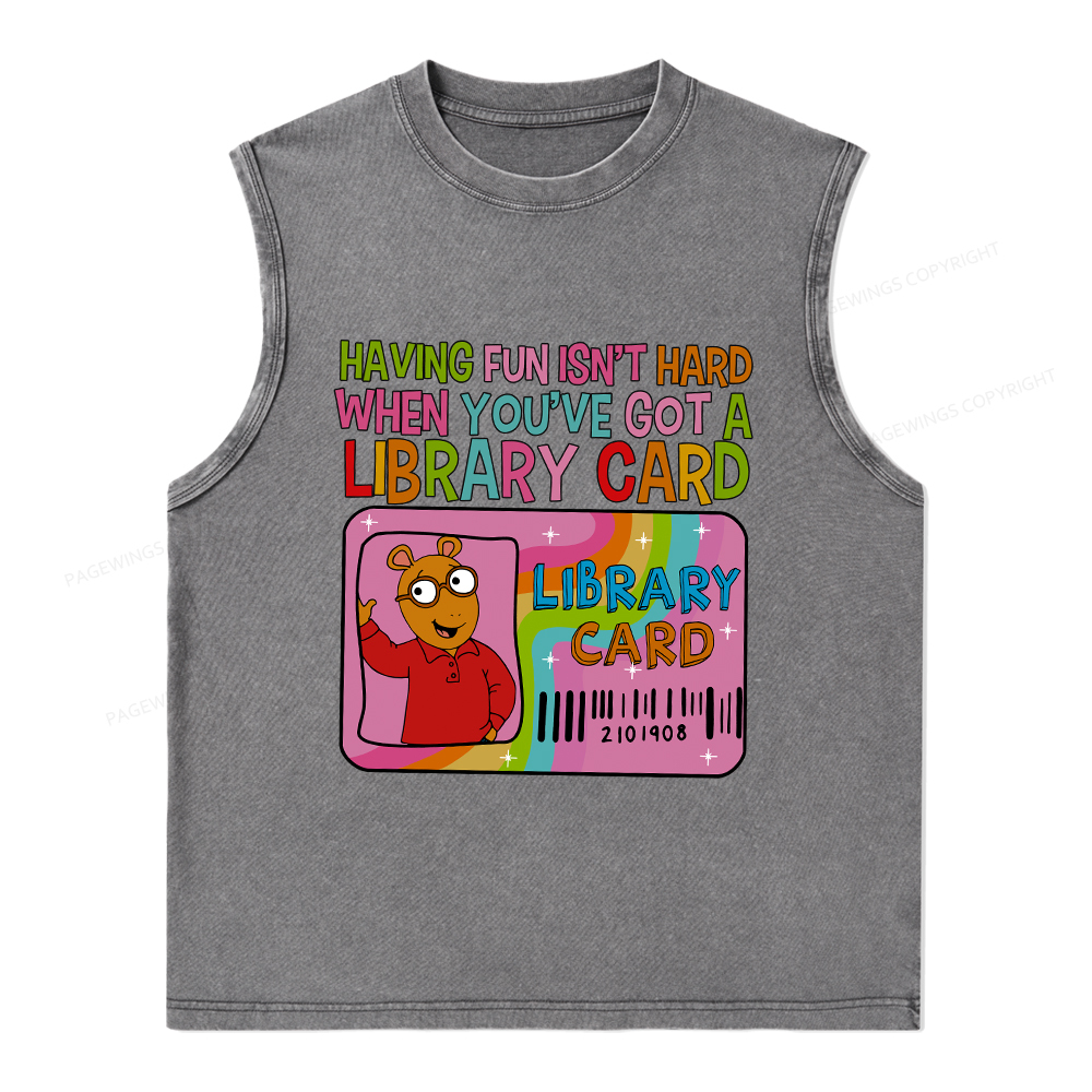 Pagewings  A Library Card Teacher Unisex Washed Tank Top
