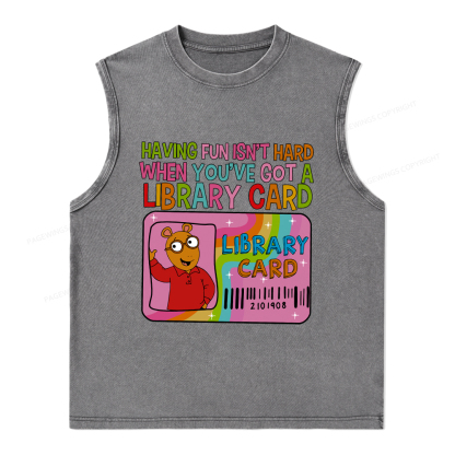 Pagewings  A Library Card Teacher Unisex Washed Tank Top